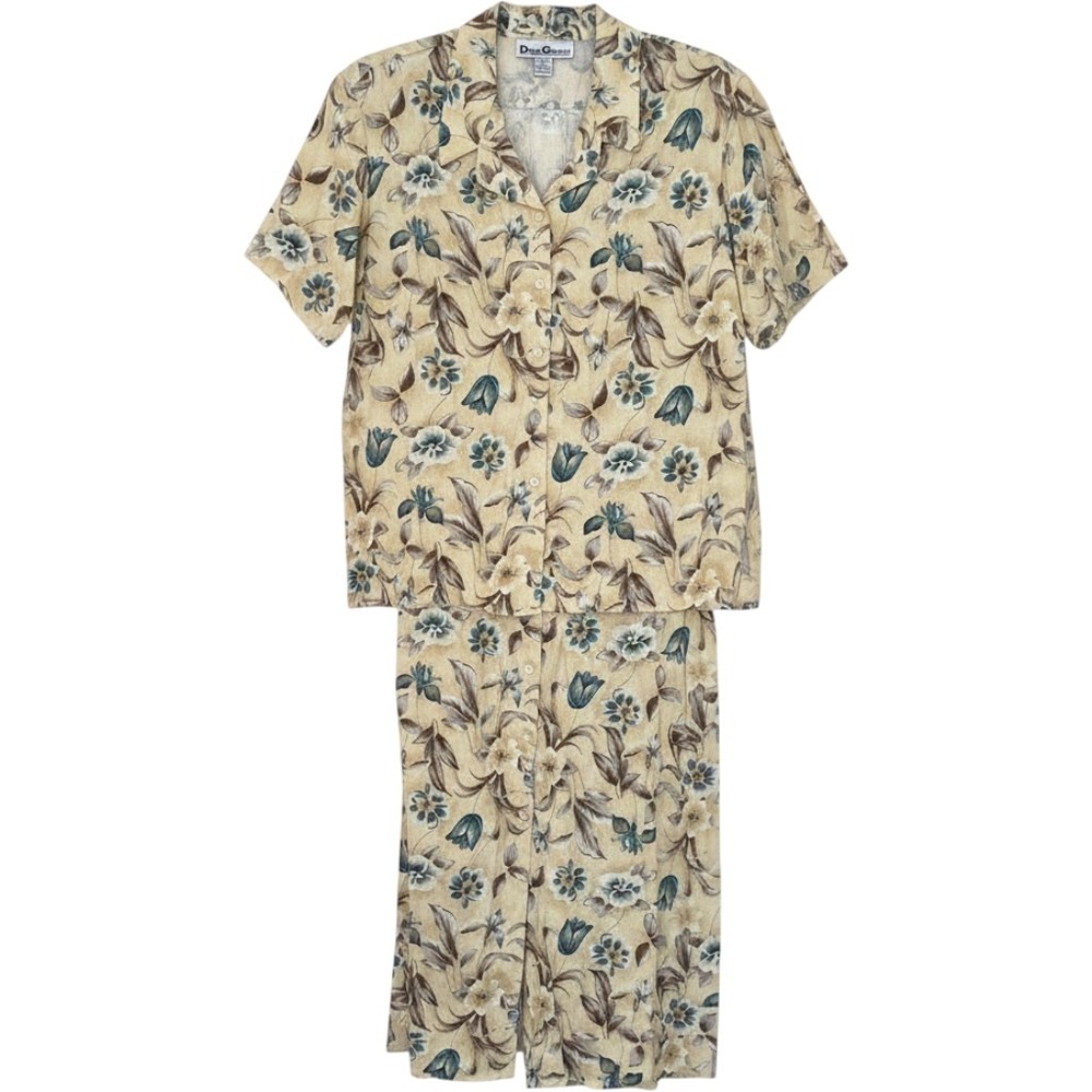 Dana Gibson Womens Maxi Dress‎ Button Up Floral Cottagecore Grandmacore Linen XL